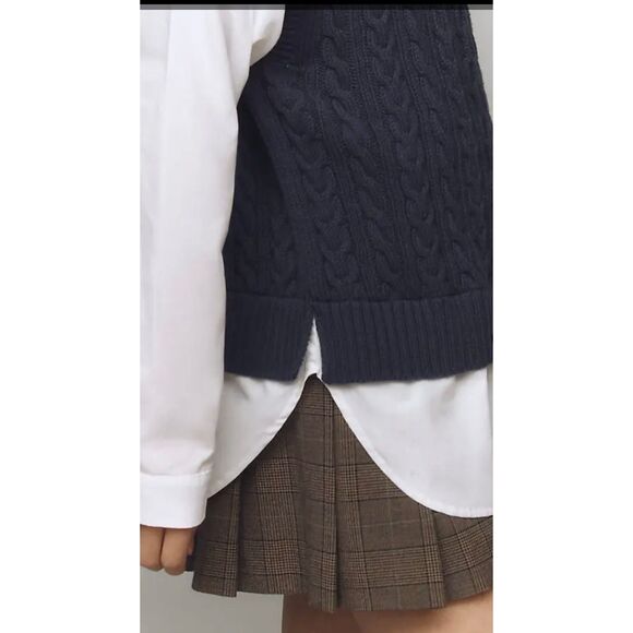 PILCRO Chunky Cable-Knit Twofer Sweater - Blue size XL - Picture 9 of 11